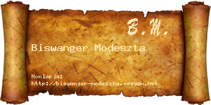 Biswanger Modeszta névjegykártya